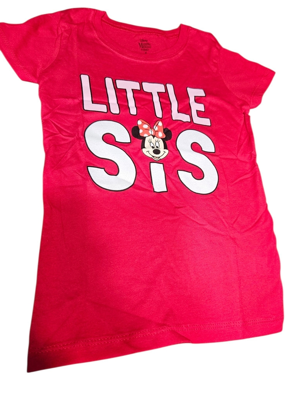 Disney Girls' Minnie 'Little Sis' Graphic Tee - Hot Pink